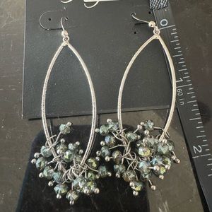 Silver Tone Dangling Bead Earrings